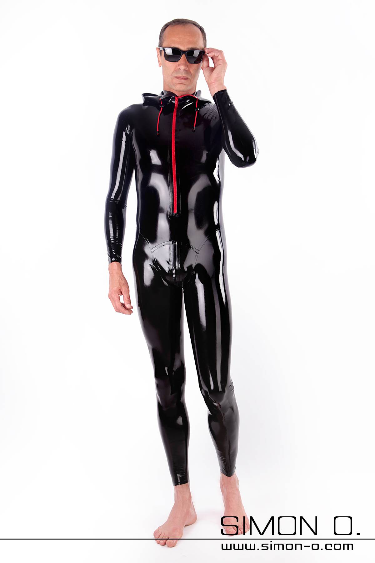 Stylish Men`s Latex Suit with Hood