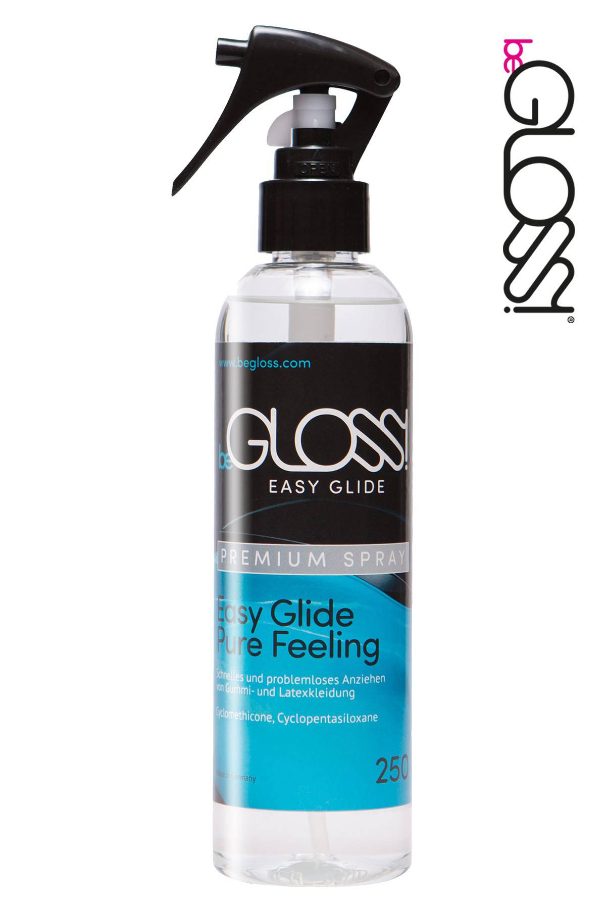 250 ml Pump Spray Flasche Silikonöl als Anziehhilfe für Latex Kleidung von beGloss