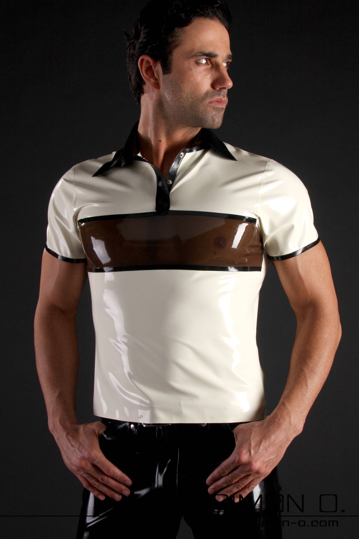 Polo Shirt aus Latex 3 farbiges Design