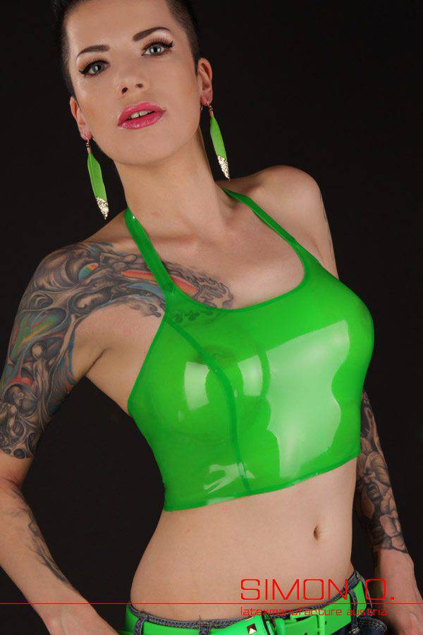 Sexy Latex Top with Halter Top Neckline