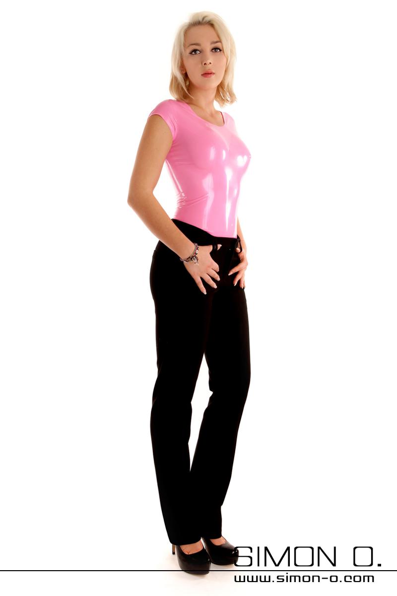 Damen Latex Top mit Rundausschnitt