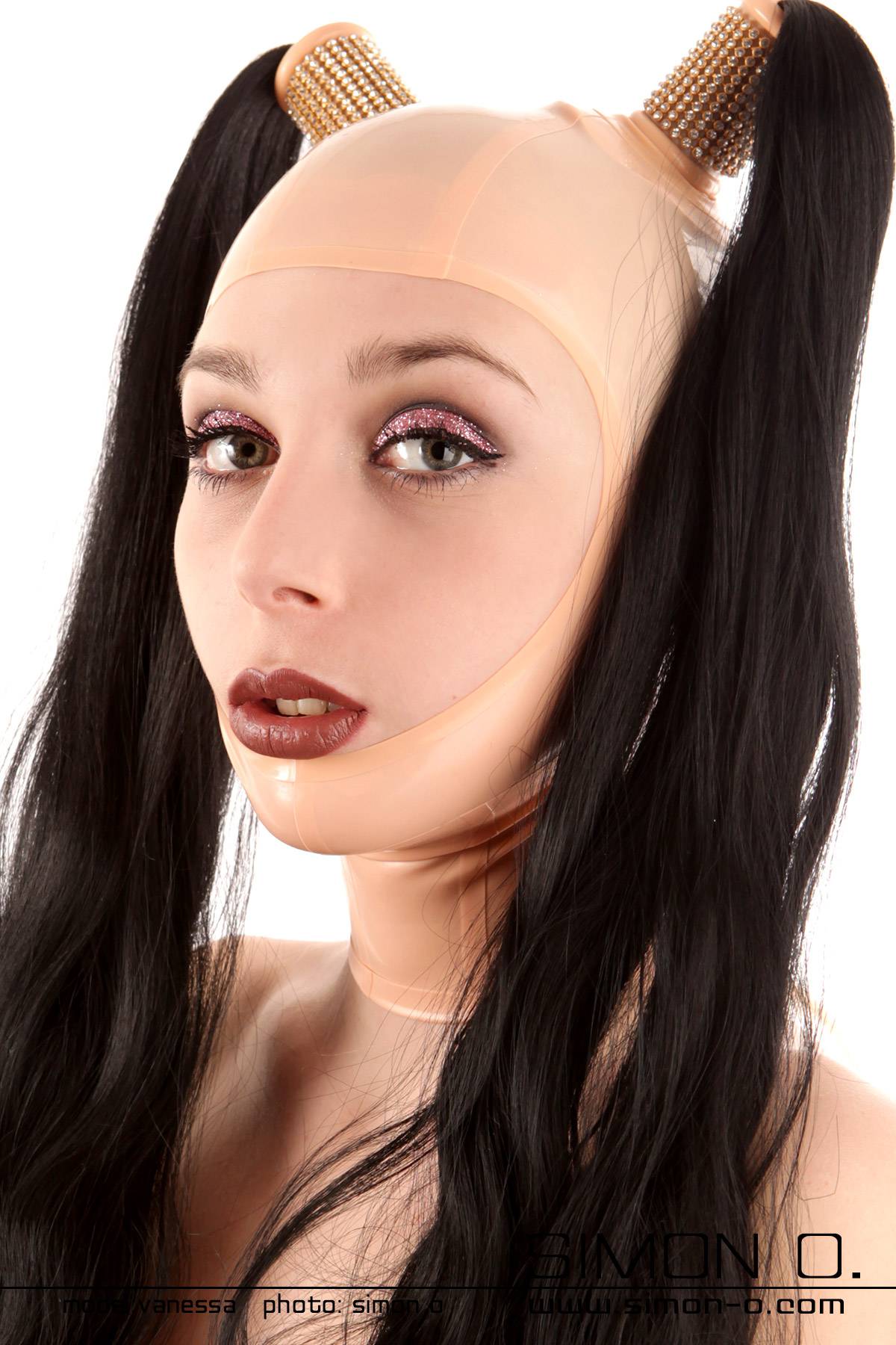 Latex mask face open - for 2 hairpieces