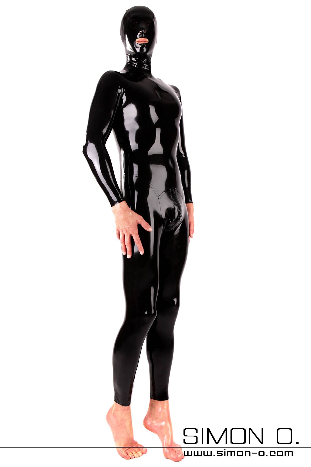 Hautenger Herren Latexanzug in Schwarz