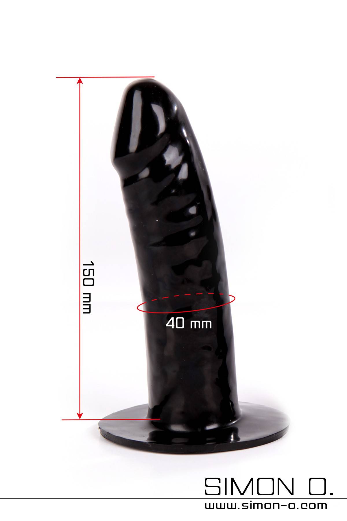 Mittelgroßer Latex Dildo in Schwarz zum einkleben in Latex Kleidung