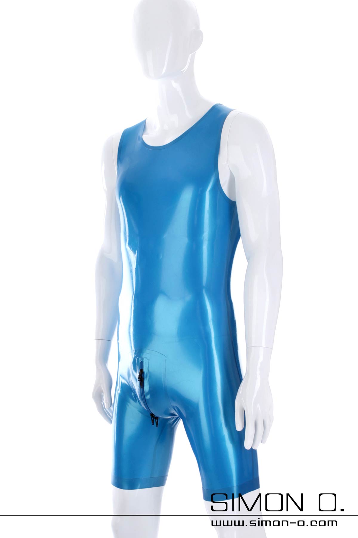 Sleeveless Men Latex Surfsuit in blue