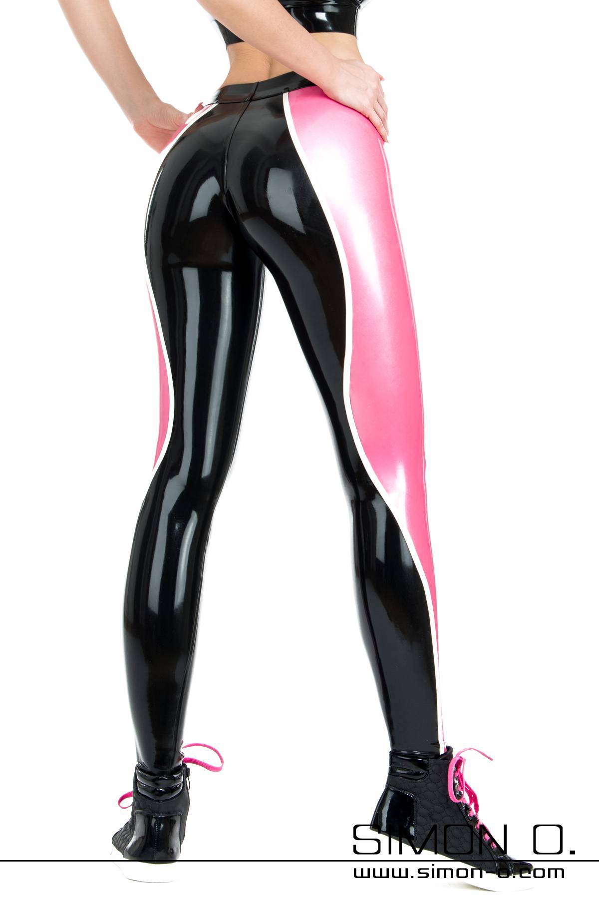 High gloss ladies latex leggings for sport