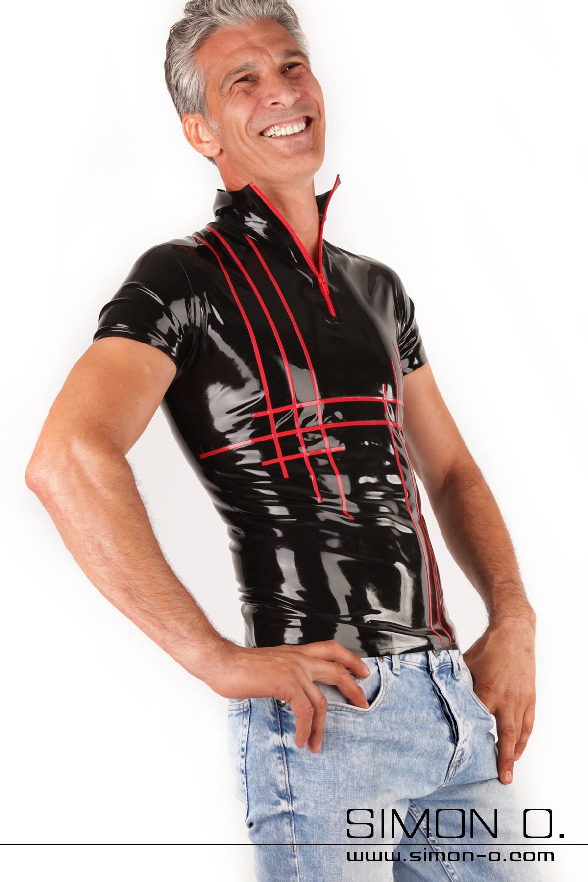 Latex Shirt mit Streifen Design