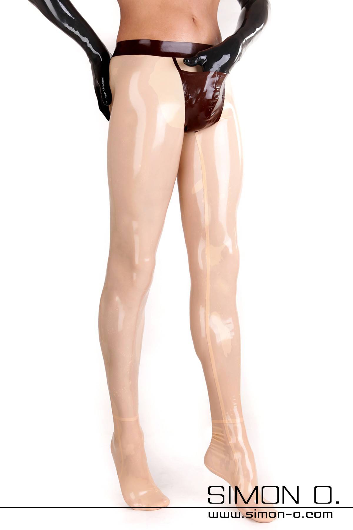 Herren Latex Strumpfhose mit praktischen Eingriff