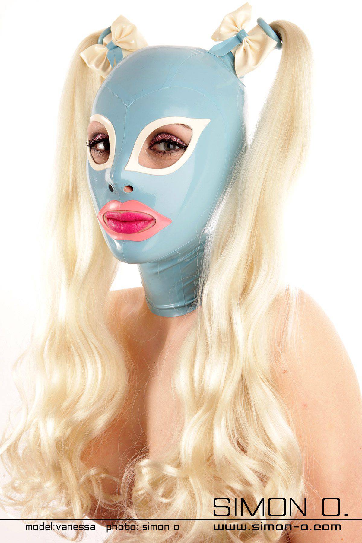 Latex mask with cat's eyes - for 2 hairpieces