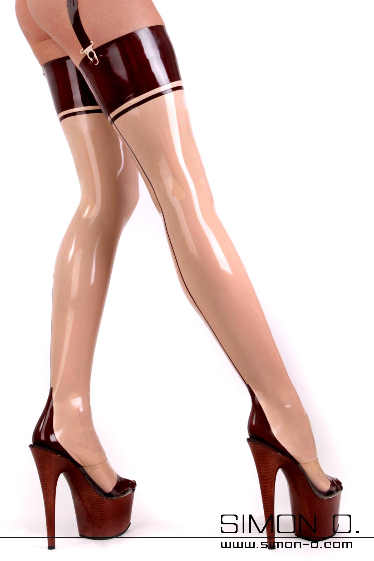 Latex Stockings with Back Seam and Cuban Heel