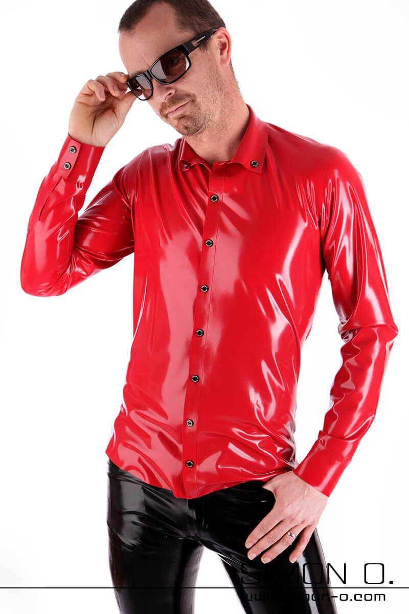 Rotes Latex Herren Hemd