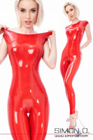 Preview: Short-sleeved latex catsuit with collar entry Our short-sleeved latex catsuit with collar entry is made from thin, smooth and very flexible latex and has no …