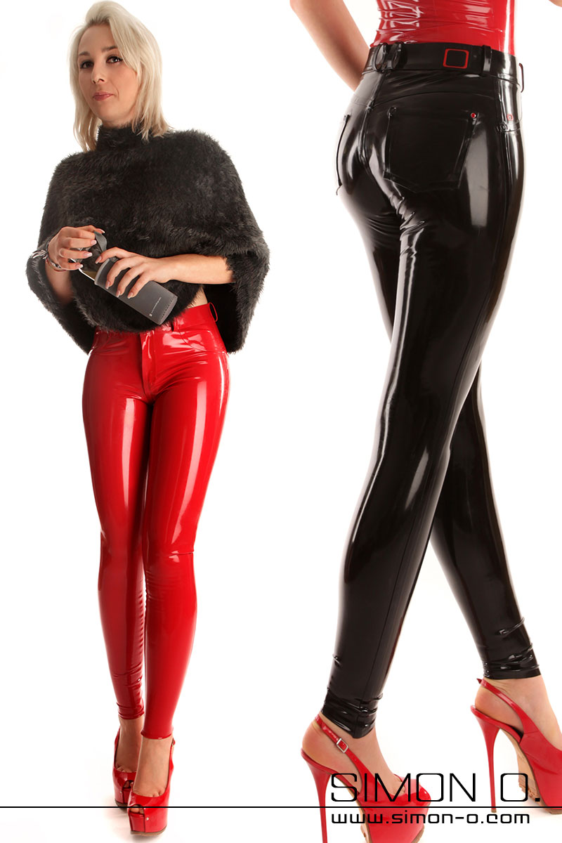 Skin tight latex jeans with pockets sexy optic