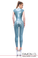 Preview: Latex catsuit short sleeve with collar entry Our short-sleeved latex catsuit with collar entry is made from thin, supple and very flexible latex and has no …